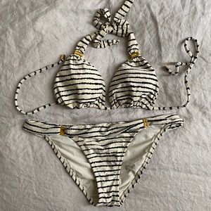 Vix Bia Tube Bikini - Cream Striped - Size M